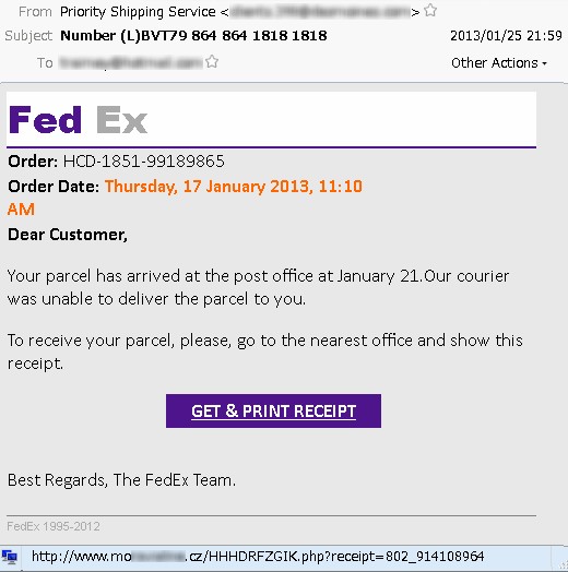 Поддельные письма от FedEx доставляют Trojan.Smoaler
